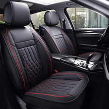 Load image into Gallery viewer, Aierxuan 5pcs Car Seat Covers Full Set with Waterproof Leather,Airbag Compatible Automotive Vehicle Cushion Cover Universal fit for Most Cars (Black and red) …
