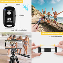 Load image into Gallery viewer, Phone Tripod, Torjim 50-inch Extendable and Lightweight Aluminum Tripod Stand with Bluetooth Remote Shutter, Phone Clip, Portable Travel Tripod for Photography, Video Recording, Vlogging, and More
