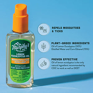 Murphy's Naturals Lemon Eucalyptus Oil Insect Repellent Spray | DEET Free | Plant Based, All Natural Ingredients | Mosquito and Tick Repellent | 2 Ounce Pump Spray | 3 Pack