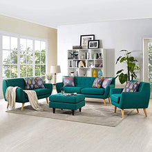 Load image into Gallery viewer, Modway Remark Mid-Century Modern Upholstered Fabric Living Room Set, Armchair/Loveseat/Sofa, Teal
