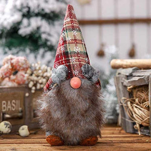 Shan-S Handmade Swedish Santa Gnome Plush,Snowflakes Blinkless Faceless Cloth Doll Birthday Gift for Home Christmas Holiday Present Household Table Decoration Winter Table Ornament
