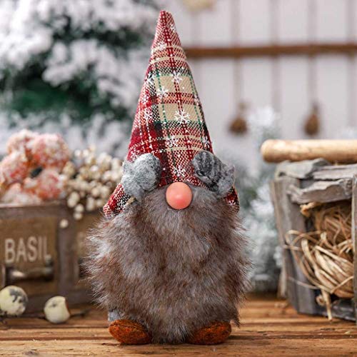 Shan-S Handmade Swedish Santa Gnome Plush,Snowflakes Blinkless Faceless Cloth Doll Birthday Gift for Home Christmas Holiday Present Household Table Decoration Winter Table Ornament
