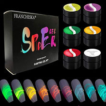 Load image into Gallery viewer, Luminous Spider Nail Gel Set, 6PCS 48ML Glow in The Dark Nail Polish Luminous Gel Set, DIY Polish UV Nail Art Kit for Halloween Christmas
