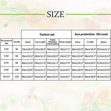 Load image into Gallery viewer, TFJH E Girls Swimsuits Long Sleeve Tankini Rashguard Sets Beachwear UV 50+ Cyan Flower 10A
