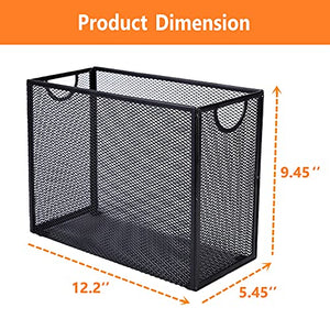 Hanging File Organizer File Holder Filing Box Includes 5 Hanging Folders - Metal Mesh File Desk Organizer Magazine Holder Book File Letter Storage Box Filling Cabinets for Office Home School