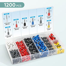 Load image into Gallery viewer, TICONN Ferrule Crimping Tool Kit with 1200PCS Ferrules Insulated Wire Terminals, Self-adjustable Ratchet Wire Crimper for AWG 23–7 Electrical Wire Connectors
