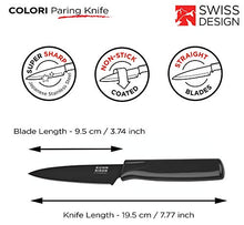 Load image into Gallery viewer, Kuhn Rikon Straight Paring Knife with Safety Sheath, 4 inch/10.16 cm Blade, Black
