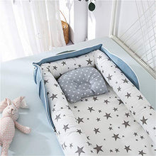 Load image into Gallery viewer, Abreeze Baby Bassinet for Bed Bedside Cribs -Grey Stars Baby Lounger - Breathable &amp; Hypoallergenic Co-Sleeping Baby Bed - 100% Cotton Portable Crib for Bedroom/Travel 0-24 Months
