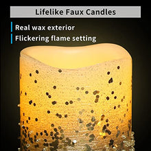 Load image into Gallery viewer, FURORA LIGHTING LED Flameless Candles with Remote – Battery-Operated Flameless Candles Bulk Set of 8 Fake Candles – Small Flameless Candles &amp; Christmas Centerpieces for Tables, Silver Glittery
