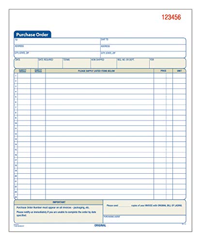 Adams Purchase Order Book, 8.38 x 10.69 Inch, 3-Part, Carbonless, 50 Sets, White, Canary and Pink (TC8131)