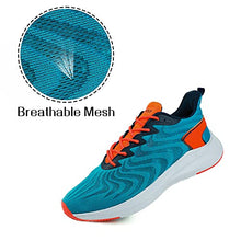 Load image into Gallery viewer, KUMNY Men's Breathable Walking Shoes Lightweight Athletic Running Tennis Mesh Sneakers Bule Orange Size 9.5

