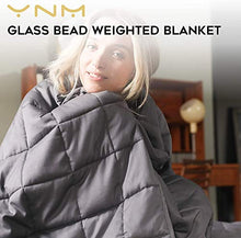 Load image into Gallery viewer, YnM Weighted Blanket — Heavy 100% Oeko-Tex Certified Cotton Material with Premium Glass Beads (Dark Grey, 48&#39;&#39;x72&#39;&#39; 15lbs), Suit for One Person(~140lb) Use on Twin/Full Bed
