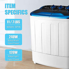 Load image into Gallery viewer, EROMMY Portable Mini Cloth Twin Tub Washing Machine Compact Washer w/Wash and Spin Cycle, 12.5 lbs 2IN1 Washer Ideal for Dorms, Apartments, RVs, Camping etc,Blue
