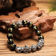 Load image into Gallery viewer, ZenBless Fengshui Pi Xiu Double Pi Yao Bracelet Black Mantra Bead Bracelets Attract Wealth and Good Luck
