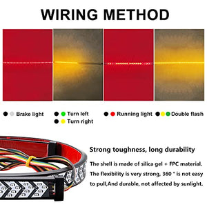 Chemini 60" LED Tailgate Light Bar Amber Leather Arrow Truck Tail Light Strip Double Flash Light Drillless Installation for Lorry Truck Pickup Truck Light Brake Lights Turn Signals Light
