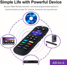 Load image into Gallery viewer, Universal Remote Control for Xbox One, Xbox One S &amp; Xbox One X,Standard IR Remote Control with 7 More Learning Keys to Control TV, Soundbar Receiver All in one (Black)
