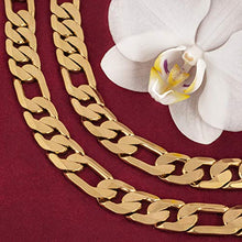 Load image into Gallery viewer, Lifetime Jewelry 11mm Figaro Chain Necklace 24k Gold Plated for Men Women &amp; Teen, 18 Inches
