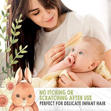 Load image into Gallery viewer, Baby Hair Brush and Comb Set for Newborn - Natural Wooden Hairbrush with Soft Goat Bristles for Cradle Cap - Perfect Scalp Grooming Product for Infant, Toddler, Kids - Baby Registry (Oval, Walnut)
