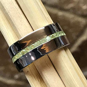 Genuine 2ct Green Peridot 925 Solid Sterling Silver Men's Ring Size 7, 8