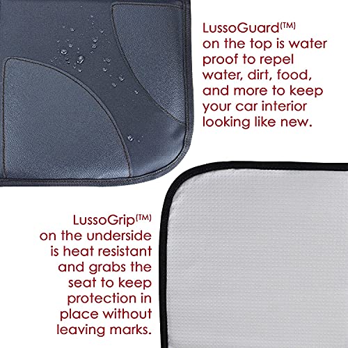 Load image into Gallery viewer, Lusso Gear Car Seat Protector, Thick Padding, 2 Mesh Storage Pockets, Waterproof, Protects Fabric or Leather Seats from Child Car Seat and Pets, Non-Slip Rubber Padded Backing, No Imprint (Black)