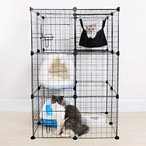 ALLISANDRO Small Pet Playpen, Small Animal Cage for Indoor Outdoor Use, Portable Metal Wire Yard Fence for Small Animal, Puppy, Kitten, Guinea Pigs, Bunny, Turtle, Hamster, 12 Panels, 13.8x13.8 Inches