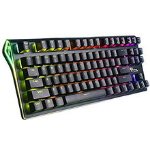 Load image into Gallery viewer, RGB Mechanical Keyboard 87-Key RGB LED Backlit Wireless Bluetooth 3.0 /USB Wired Multi-Media Mechanical Gaming Keyboard for PC/Smartphone/Laptop （Rechargeable Battery） Black Blue Switch
