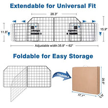 Load image into Gallery viewer, Vetoos Car SUV Dog Barrier, Vehicles Pet Divider Gate for Trunk Cargo Area - Extendable for Universal Fit, Foldable for Easy Storage, Straps &amp; Bungee Cords for Double Stability, Rust-Proof Metal Mesh
