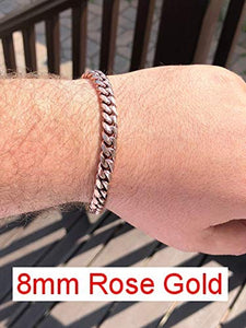 Men's Miami Cuban Bracelet - 8-18mm - Iced Out Men's Heavy Cuban Link - 14k 18k Yellow Or Rose Gold Over Stainless Steel - Never Changes Color (7.5, 18mm 18k Gold)