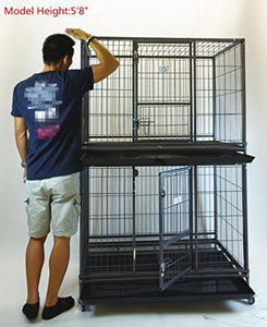 Homey Pet 43" Stackable or Non-Stackable Heavy Duty Cage W/Feeding Door, Casters and Tray (Stackable Economic)