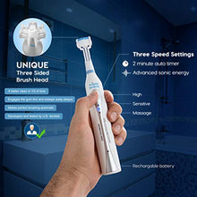 Load image into Gallery viewer, Triple Bristle Best Sonic Electric Toothbrush - Whiter Teeth &amp; Brighter Smile - Rechargeable 31,000 VPM Tooth Brush is Unique &amp; Patented 3 Brush Head Design - Perfect Angle Bristles Clean Each Tooth
