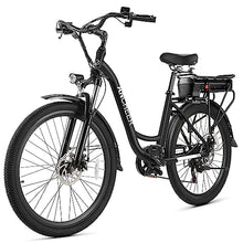Load image into Gallery viewer, ANCHEER Electric Bike for Adults, 26&quot; Electric City Commuter Bike with 48V/10.4AH Removable Battery, 3.5H Fast Charge, Low Frame, Soft Seat, Step-Thru Ebike with 350W/500W Peak Motor for Women Men
