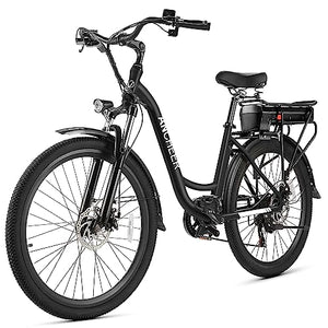 ANCHEER Electric Bike for Adults, 26" Electric City Commuter Bike with 48V/10.4AH Removable Battery, 3.5H Fast Charge, Low Frame, Soft Seat, Step-Thru Ebike with 350W/500W Peak Motor for Women Men