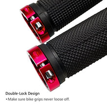 Load image into Gallery viewer, LYCAON Bike Handlebar Grips, Non-Slip-Rubber Adjustable Bicycle Handle Grip with Aluminum Lock, Bike Grips for Mountain Road Foldable Bike MTB BMX with End Caps (Red, General End Caps)
