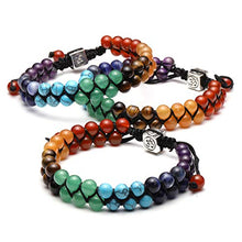 Load image into Gallery viewer, Top Plaza Bead Chakra Bracelet 7 Chakras Healing Crystals Bracelet Yoga Stone Beads Bracelets Meditation Relax Anxiety Bangle for Womens Mens
