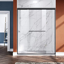 Load image into Gallery viewer, ELEGANT Double Sliding Shower Door 60 in. W x 72 in. H，Semi-Frameless Glass Shower Screen Panel 1/4" Clear Glass Bathroom Doors Bypass Shower Enclosure，Black Hardware
