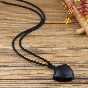 COAI Black Obsidian Shield of Faith Pendant Amulet Necklace Mens Womens