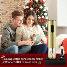 Load image into Gallery viewer, Secura Electric Wine Opener, Automatic Electric Wine Bottle Corkscrew Opener with Foil Cutter, Rechargeable (Champagne Gold)
