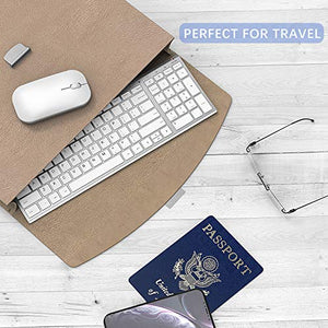 Wireless Keyboard Mouse, Seenda Ultra Thin Small Rechargeable Keyboard and Mouse Set with Number Pad, Aluminum Wireless Keyboard for Windows Laptop Computer, Silver White