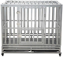 Load image into Gallery viewer, LUCKUP 42&quot; Heavy Duty Dog Cage Strong Metal Kennel and Crate for Medium and Large Dogs Pet Playpen with Four Lockable Casters Indoor/Outdoor Silver
