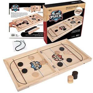 Crazy Games AST Sling Puck Game, Sling Games Fast Sling Puck Table Game Paced Sling Puck Winner Wood Board Sport Toys