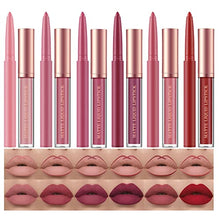Load image into Gallery viewer, BestLand 12Pcs Matte Liquid Lipstick + Lip Liner Pens Set, One Step Lips Makeup Sets Pigment Velvety Nude Lip Stain Waterproof Long Wear Lip Gloss Make up Gift Set (Set B)
