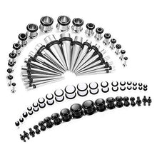 Load image into Gallery viewer, Finrezio 72PCS 14G-00G Ear Stretching Kit Tapers Plugs Gauges Set Body Piercing Jewelry Made of Surgical Stainlese Steel and Acrylic
