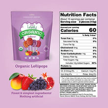 Load image into Gallery viewer, ORGANIC Lollipops - Lovely Co. 7oz Bag (40 count) - Strawberry, Pomegranate, Mango &amp; Grape Flavors | NO HFCS, GLUTEN or Fake Ingredients, 100% VEGAN &amp; Kosher!
