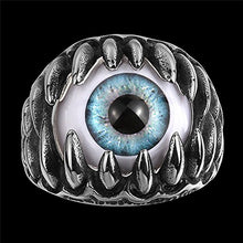 Load image into Gallery viewer, Ginger Lyne Collection Stainless Steel Blue Evil Eye Eyeball Ring Mens Womens Biker Punk
