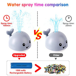 2022 Upgraded Baby Bath Toys, 1500 mAh Rechargeable Bath Toys with Double Layer Waterproof, Light Up Whale Spray Water Bathtub Toys for Toddlers Infant Kids Boys Girls, Pool Bathroom Baby Toy