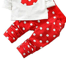 Load image into Gallery viewer, Cute Toddler Baby Girls Clothes Set Long Sleeve T-Shirt and Pants Kids 2pcs Outfits(White+Red,2T)
