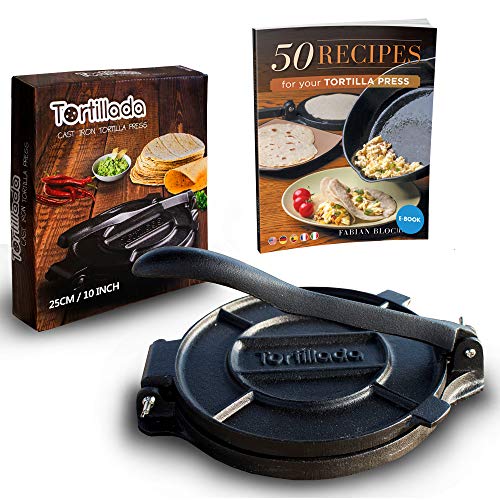 Tortillada – Premium Cast Iron Tortilla Press with Recipes E-Book (10 Inch)