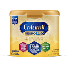 Load image into Gallery viewer, Enfamil NeuroPro Baby Formula Milk Powder Reusable Tub, 20.7 oz -Brain Building Nutrition Inspired by Breast Milk-Omega 3 DHA, Non-GMO, MFGM, Prebiotics, Iron &amp; Immune Support (Package May Vary)
