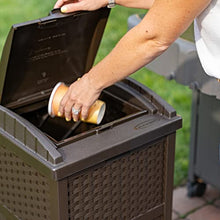 Load image into Gallery viewer, Suncast 33 Gallon Hideaway Can Resin Outdoor Trash with Lid Use in Backyard, Deck, or Patio, 33-Gallon, Brown
