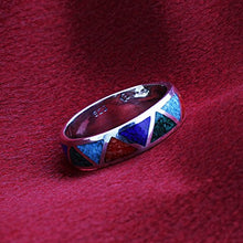 Load image into Gallery viewer, Southwestern Style Multi Gemstone 6mm Wedding Band Sterling Silver Ring Size 8
